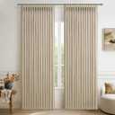 Pleated Natural 90 Inch Blackout Curtains for Dining Room 2 Panels Set, Rustic Farmhouse Pinch Pleat Linen Soundproof Curtain Thermal Room Darkening 2 Layer Thick Drapes 40"W x 90"L(Hooks & Back Tab)