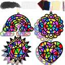 32 Sets Christmas Crafts Suncatchers Kit for Kids DIY Rainbow Window Stained Glass Effect Paper Christmas School Classroom Decoration Back to School Art Craft Creative Activity Project Party Favors