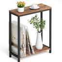 SLEEPING LAMB Narrow Small Side Table for Small Space, 2 Tier Sofa Skinny End Table for Living Room, Bedroom Beside Slim Nightstand, Rustic Brown and Classic Black