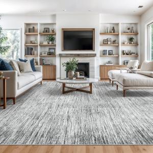 Valenrug Washable Rugs 8x10 - Non Slip 8x10 Area Rugs for Living Room, Stain Resistant Area Rugs for Bedroom, Foldable Machine Washable Area Rug(8'x10', Black)