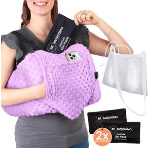MOYOAMA Post Mastectomy Pillow Heart - 4 Pcs Protective Set - Cozy Hand Muff & 5 Built-in Pockets - Breast Surgery Must Haves,Breast Reduction Recovery Supplies, Breast Augmentation,Post Op Essentials (Royal Purple)