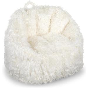 Big Joe Milano Bean Bag Chair, Ivory Shag Fur, Soft Faux Fur, 2.5 feet