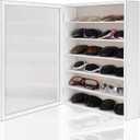 TJ.MOREE Sunglasses Organizer Storage Wall Mounted: 13 x 15.6 inches Eyewear Display Case Rustic Wood Eyeglasses Holder Large Glasses Storage Box,White