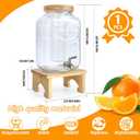 2 Gallon Drink Dispenser with StandGlass Beverage Dispenser With Wood Stand, 18/8 Stainless Steel Spigot and Labels Large Water Drink Dispensers for Parties, Lemonade,Juice, Tea