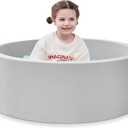 SHJADE Foam Ball Pit, 35.4"x 11.8" Ball Pits for Toddlers, Soft Round Kiddie Baby Playpen Ball Pool for Kids, Ideal Gift for Babies Indoor and Outdoor Game, Grey, (Balls not Included)