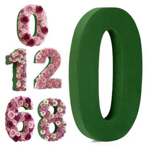 Leinuosen 12inch Dry and Wet Floral Foam Numbers Blocks Green Foam Blocks for Fresh and Artificial Flowers for Weddings Birthday Flower Arrangement Craft Project Garden Decoration(Number 0)
