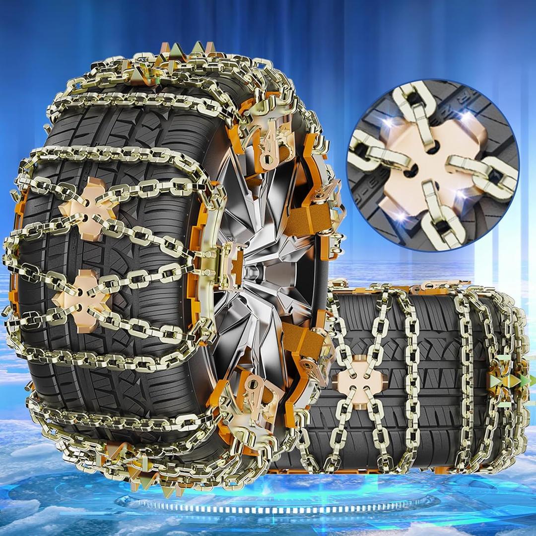 Snow Chains for Car SUV Pickup Trucks, Adjustable Portable Universal Emergency Anti Skid Snow Car Tire Chains for Tire Width 165-215mm, 6 Pack