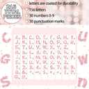 Colarr 216 Pcs Glitter Bulletin Board Letters for Classroom Number Alphabet Punctuation Symbol Cutout 4'' Die-Cut Poster Letter with Adhesive Dot School Party Holiday Decor Display(Light Pink)