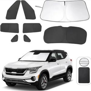 8PCS YYCKE Window Shades for Seltos 2021-2024 for Kia Accessories Car Side Full Windows Rear Triangular Windshield Sun Shade Sun UV Rays & Privacy Protection for Camping, Napping, and Relaxing