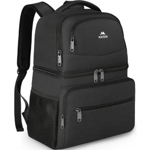 MATEIN Cooler Backpack, 26 Cans Insulated Lunch Backpack for Men Women, Leakproof Double Layer Lunch Cooler Bag Lightweight Soft Lunch Backpack with Cooler Compartment, Beach Camping Hiking Beer Gifts (Black)