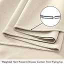 ANRODUO Boho Farmhouse Cream Polyester Textured Fabric Shower Curtain Set - 72"x84" with 12 Metal Hooks, Waterproof & Heavy Duty Polyester, Button Hole Design, Machine Washable for Bathroom