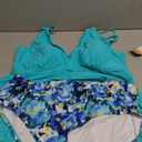 ANFILIA Two Piece Tankini Swimsuits for Women Scallop Trim V Neck Tankini Top with Bottom Tummy Control Bathing Suit (XX-Large, Printed Aqua Green)