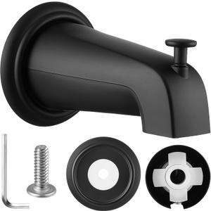 Dreyoo Slip On Diverter Tub Spout with Metal Cover Ring and Foam Gasket, Compatible with Kohler GP85556-CP, Bathroom Bathtub Faucet Set Replacement Fits 1/2'' Copper Water Tube(Matte Black)