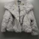 Flygo Women's Faux Fur Coat Fluffy Faux Fur Jacket Long Sleeve Lapel Furry Winter Jackets Shaggy Parka Short Coat (Light Grey), XL