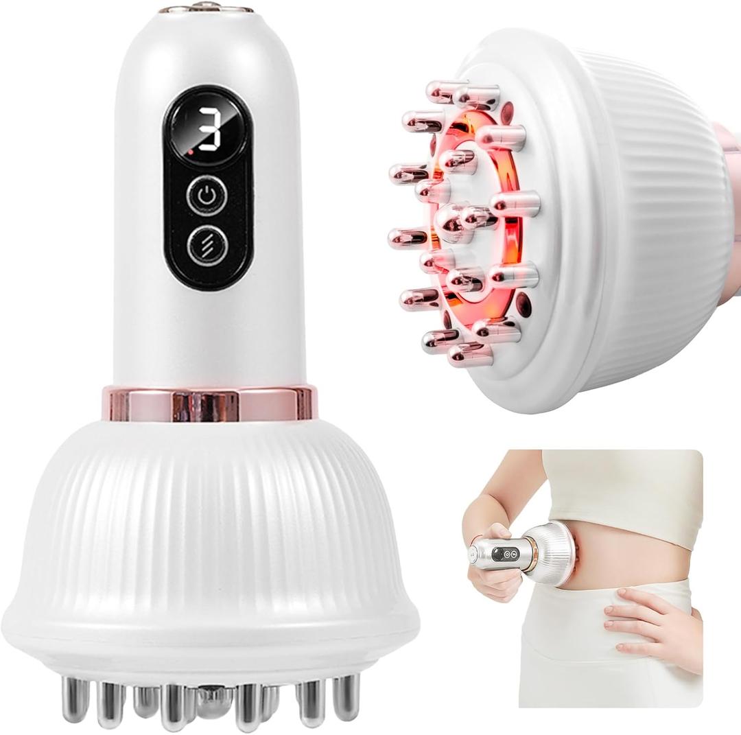 DiDEER Lymphatic Drainage Massager & Anti Cellulite Massage Tool, Reduce Stretch Marks & Cellulite,for Legs, Arms & Belly, Body Sculpting Machine with Microcurrent, Light, Heat & Vibration, (White)