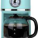 Nostalgia Classic Retro 10 Cup Coffee Maker - One-Touch Drip Brew, Reusable Filter - Anti-Drip, Auto Shutoff, & Time Display - Dishwasher Safe 50 oz Carafe - Aqua