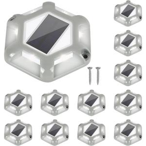 T-SUNUS Solar Deck Lights Outdoor Dock Driveway LED Lights, 11 Pack Ip65 Waterproof Solar Lights Outdoor Deck Lights Solar Powered for Sidewalk Driveway Pathway Garden Yard (White)