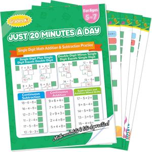 Addition and Subtraction Workbook 1st Grade Math Workbook Math Worksheets Single&Double Digit Numbers Practice Math Worksheets for Home School, 56 Pages Front and Back, 5 Question Types