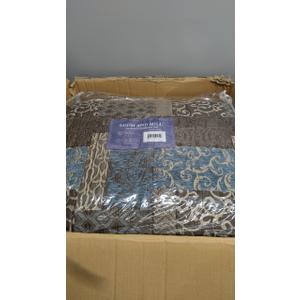 Loom and Mill 9-Piece Jacquard Comforter Set King, Vintage Traditional Patchwork Comforter King Sets, Ultra Soft Bedding with Euro Shams, Bedskirt, Filled Decorative Pillow for Bedroom (Blue, King)