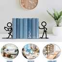 Metal Bookends People Bookends Decorative Cute Book Ends for Shelves Bookshelf Home Office Desk Reading Decor Bookshelf Decor for Book Lovers Gift