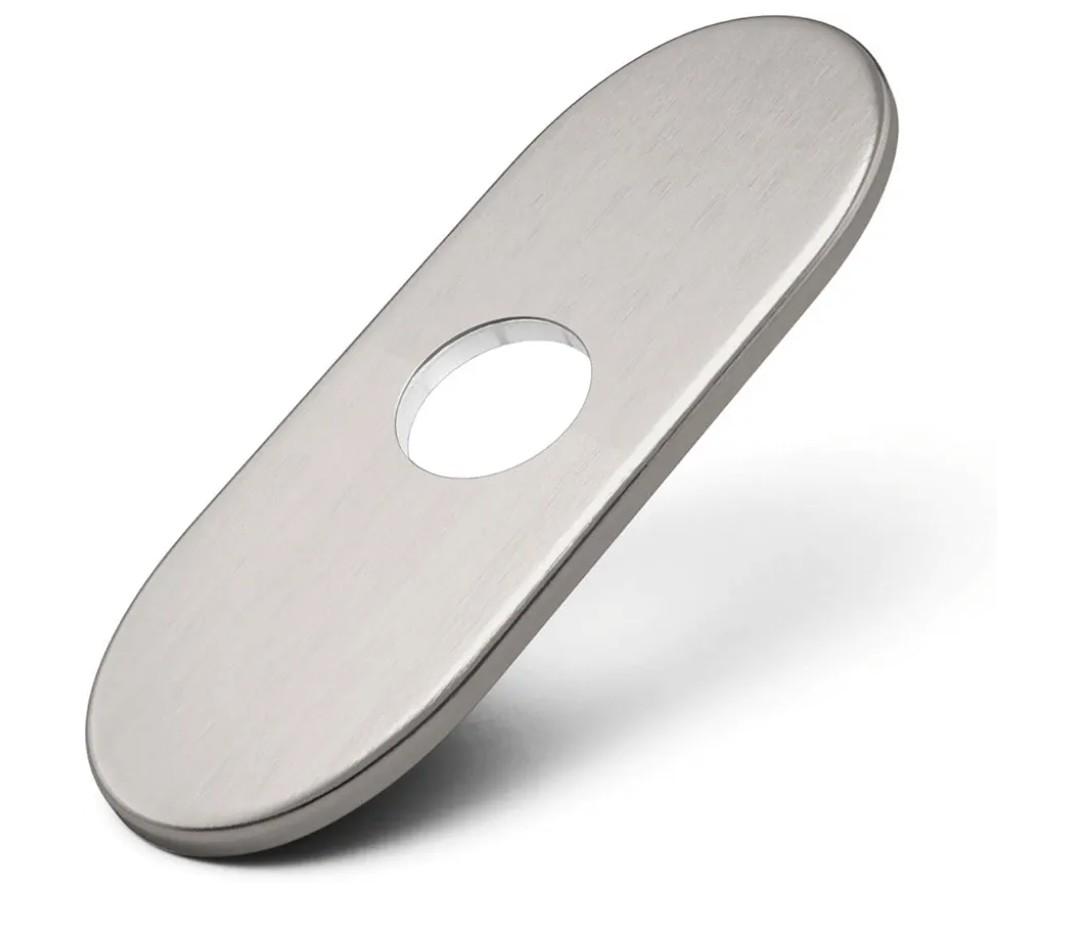 6 Inch Brushed Nickel Sink Hole Cover, Greenspring 4" Hole Cover Deck Plate, Round Bathroom Faucet Deck Plate, Faucet Escutcheon for Bathroom or Kitchen Vanity Sink Faucet Stainless Steel