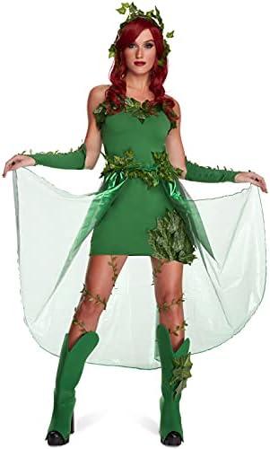 Morph Villain Costume For Women, Green Dress With Fake Leaves, Comic Con Costume For Women, Halloween Outfit, Small
