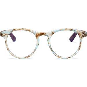 2SeeLife Large Round TR-90 Reading Glasses for Men & Women Medium-Large Fit, Durable, Spring Hinges, Blue Light Readers, Aqua Blue, +1.25
