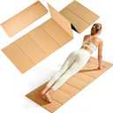Rocalt Foldable Cork Yoga Mat, Non-Slip Lightweight Exercise Mat for Travel, Packable Workout Mat with Carrying Strap for Yoga Pilates Home Gym Floor Fitness