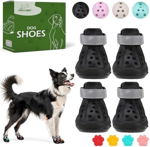 Dog Shoes for Hot Pavement - Non-Slip Summer Dog Booties for Small Medium Large Dogs, Reflective Pet Boots & Paw Protectors, Easy ON & Off, Waterproof and Easy-Clean for Beach Outdoor (Black, L)