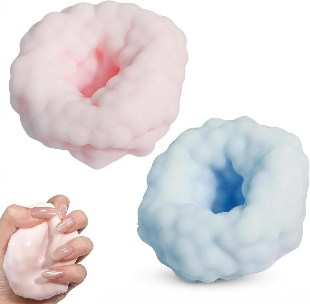 2026New Crunchy Squishy Noisy Stress Balls Ice Skin Fidget Sensory Toys for Anxiety Stress Relief Focus Relaxing, (2pcs) Pink+Blue, Easter Gifts