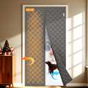 Yotache Magnetic Thermal Insulated Door Curtain Fits 36 x 80 inch Doors, Curtain Size 38" x 82" Weatherproof Oxford Material Doors Screen Covers Keep Cold Drafts Out, Gray