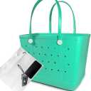 Extra Large Rubber Beach Bag, Washable Moisture Resistant Durable Open Hole Tote Bag Beach Vacation Essentials