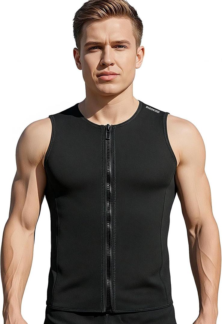 Wet Suits for Men Women, 3mm Neoprene Vest Top Sleeveless Wetsuits Jacket, Front Zip Wetsuit Top for Scuba Diving Kayaking Surfing Swimming (Medium)