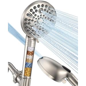 MakeFit Filtered Shower Head with Handheld-10 Modes High Pressure Showerhead with Built-in Power Wash,Long 71-inch Hose & Adjustable Bracket, Water Softener Filter Beads for Hard Water-Remove Chlorine
