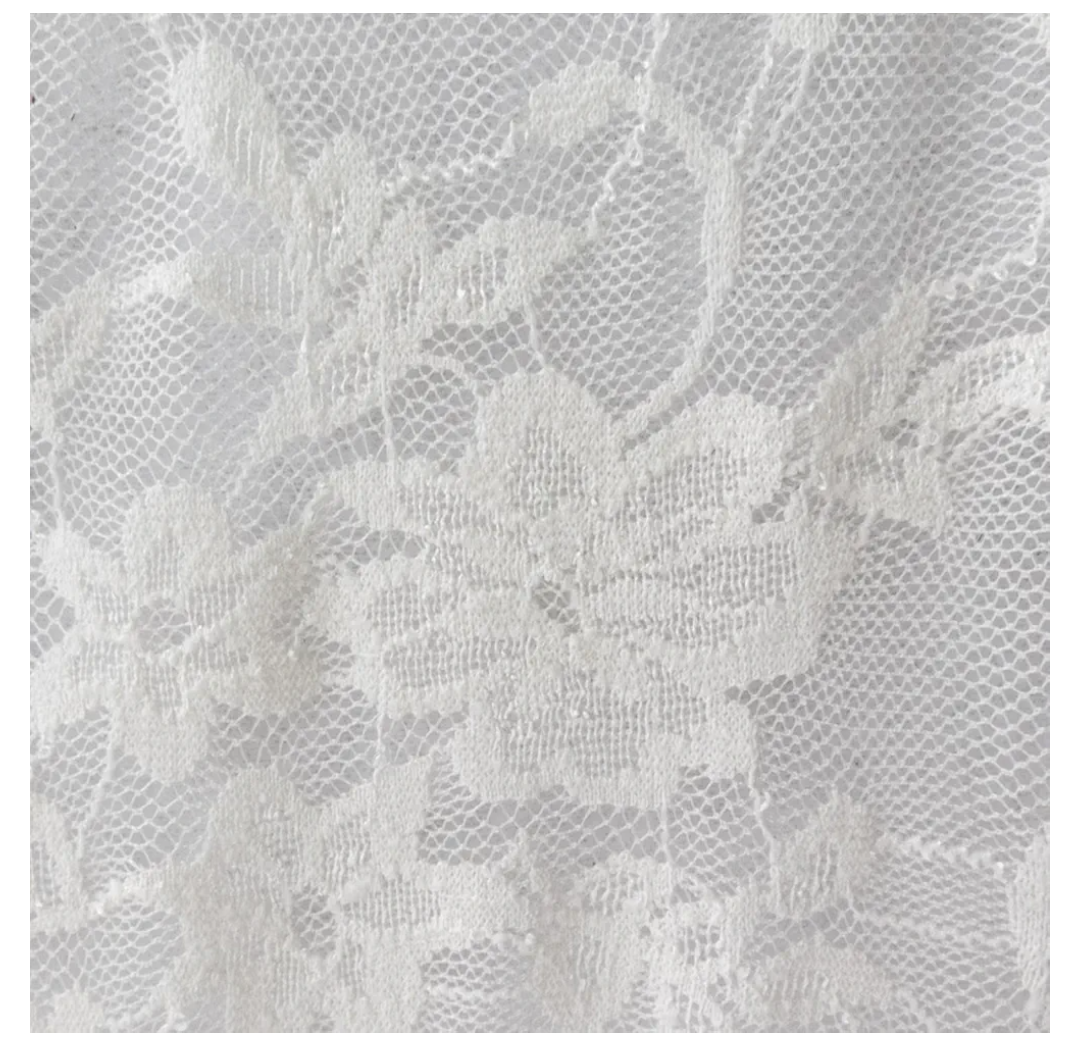 58" Wide White Giselle Stretch Floral Lace Fabric Soft 4 Way Stretch Poly Spandex - Sold by The Yard