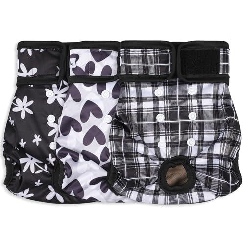 Female Dog Diapers - Premium Reusable Diapers for Doggie in Heat - Highly Absorbent for Pet Incontinence with Adjustable Snaps Black, XL