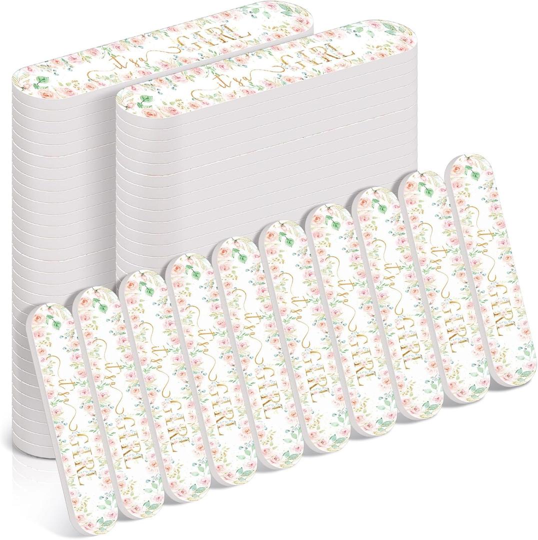 50 Pcs Floral Baby Shower Favors Decorations Baby Sower Favors Games Winners Prizes Gifts Bulk Pink Emery Board Nail Files Gender Reveal Party Favors Souvenirs Gift Bags Stuffers for Guests