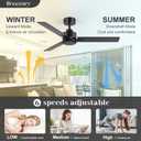 2 Pack 48 Inch Ceiling Fans without Light Remote Control, 6-Speed, Quiet Reversible DC Motor, 3-Blade, Industrial Indoor/Outdoor Ceiling Fan No Light for Living Room Patio, Black