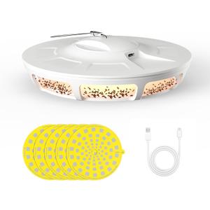 Mosalogic Electric Flea Trap and Killer for Inside Your Home Indoor Fly Light Trap-Natural and Child-Friendly Indoor Flea Control Solution for Home & Garage with 5 Glue Disc Refills