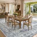 12x15 Area Rugs for Living Room: Washable Neutral Blue Rug