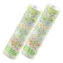 12 Rolls Green Floral Butterfly Washi Tape Set, Fresh Pastel Wildflower Dragonfly Plaid Pattern Decorative Masking Tapes for DIY Art Craft, Scrapbook, Journaling, Planner, Gift Wrapping