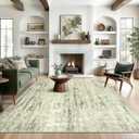 Valenrug Washable Rug 9x12 - Stain Resistant 9x12 Area Rugs for Living Room, Non Slip Backing Printed Rugs for Bedroom, Folable Machine Washable Area Rug(Green,9'x12')