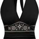 BEAUDRM Women's Western Tops Cowgirl Boho Tops 70s Hippie Cowboy Cowgirl Outfits Going Out Backless Halter Tank (Black, S)