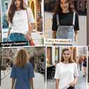 3 x Huukeay 3 Pack Women's Half Sleeve T-Shirts, Crew Neck Elbow Length Tops Loose Casual Basic Tees Summer Tunic Tops (S)