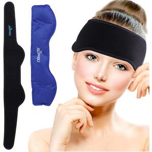 NEWGO Headache Ice Pack Head Wrap for Migraines, FSA or HSA Eligible Cold Pack Head Ice Therapy Wrap for Headache Relief, Tension, Sinus Pain, Chemo, Head Injuries (Black)