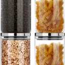 SIXAQUAE Glass Food Storage Containers Jar Stainless Steel Lids 4 Packs 1000ml Airtight Canister Organization Sets Stackable