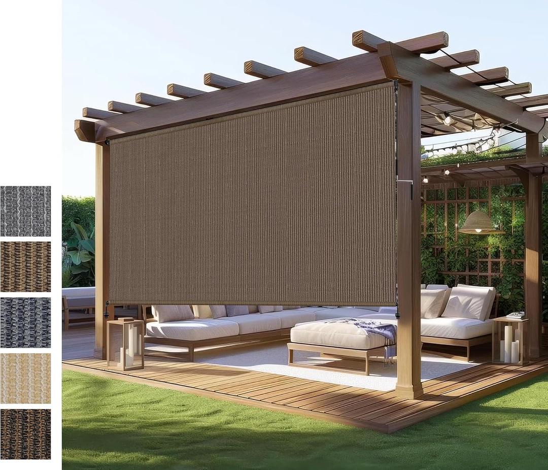 Outdoor Roller Shades,Exterior Cordless Patio Shade Roll Up Blind for Porch | 11ft Wide x 8 H Outdoor Blinds for Patio Porch Gazebo Pergola Privacy Screen Protection UV Sun Blocking,Easy Install & Clean