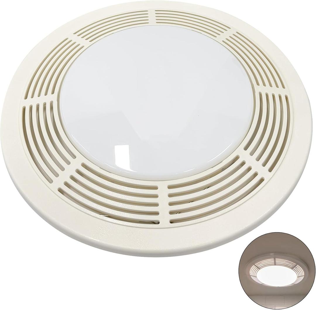 S97017702 Fan Light Grill Cover Assembly with Light Lens & Grille Springs Replacement for Broan Nutone 15" Round Ventilation Fan/Light Fits 8663RP 8664RP 750 751 N750 8663FL 8663RF 8673RP VL3668RP