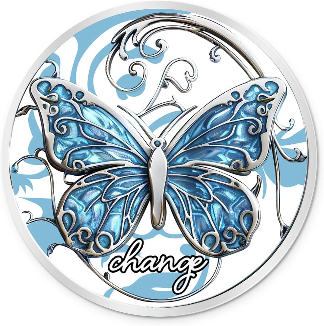Blue Butterfly Sobriety Chip | Transformative Affirmation Recovery Token AA Coin Medallion