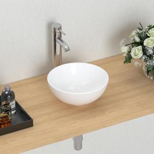 J-FAMILY 11'' Small Vessel Sink Bowl Bathroom Above Counter Vanity Sink Round White Ceramic Small Lavatory Wash Hand Basin, 11"D x 11"W x 4.7"H